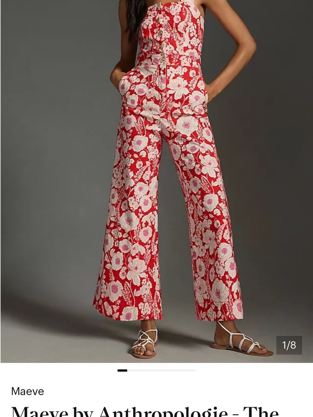 NWT Maeve by Anthropologie - The Colette Red Floral Jumpsuit - Picture 2 of 10